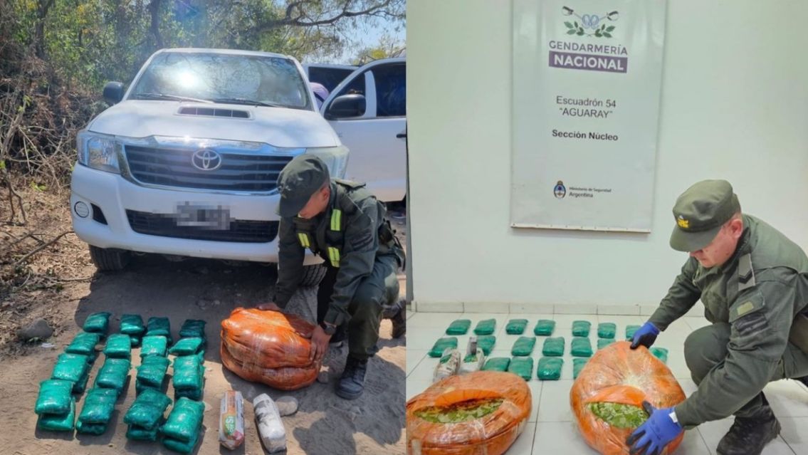 Gendarmes secuestraron un "tesoro verde": una mujer llevaba 360kg de coca