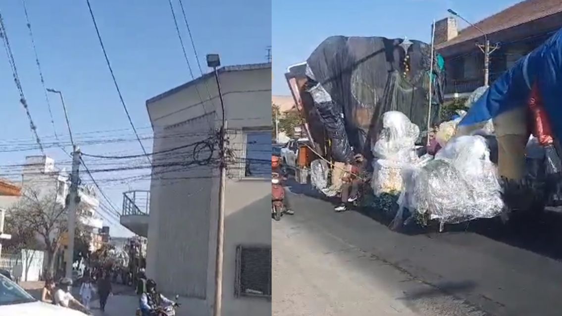 Casi termina en tragedia: una carroza cort� los cables de la Avenida Fascio