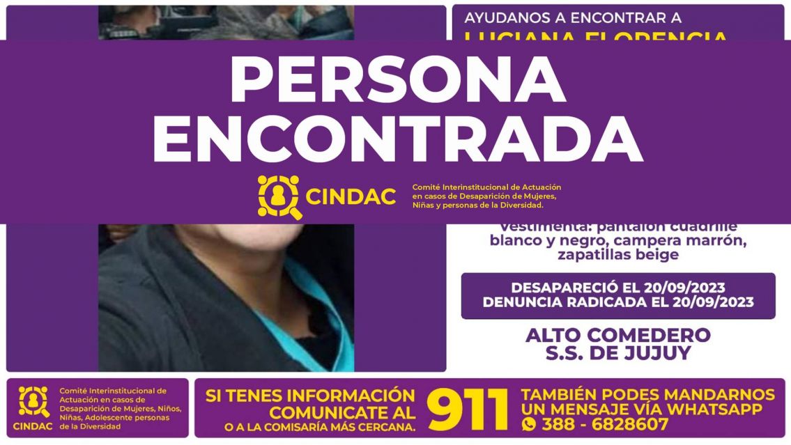 Apareció Luciana: la jujeña que todos buscaban