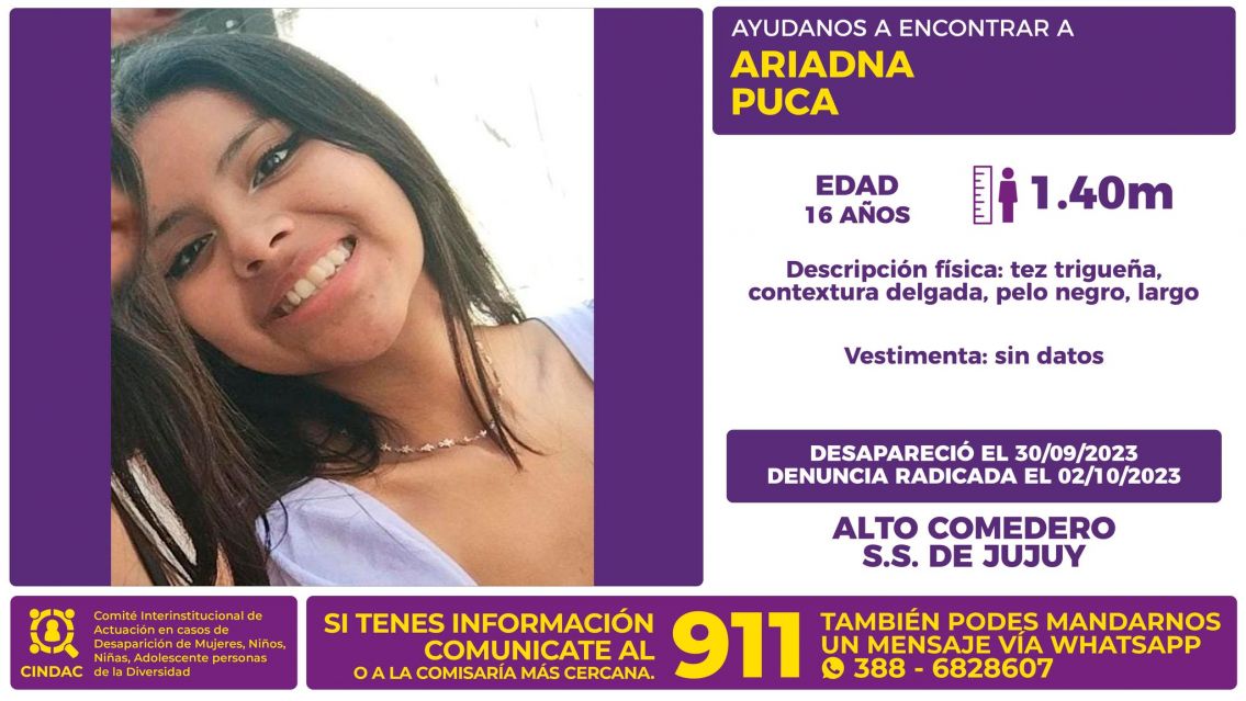 Ariadna desapareci� el s�bado en Jujuy: su familia est� desesperada