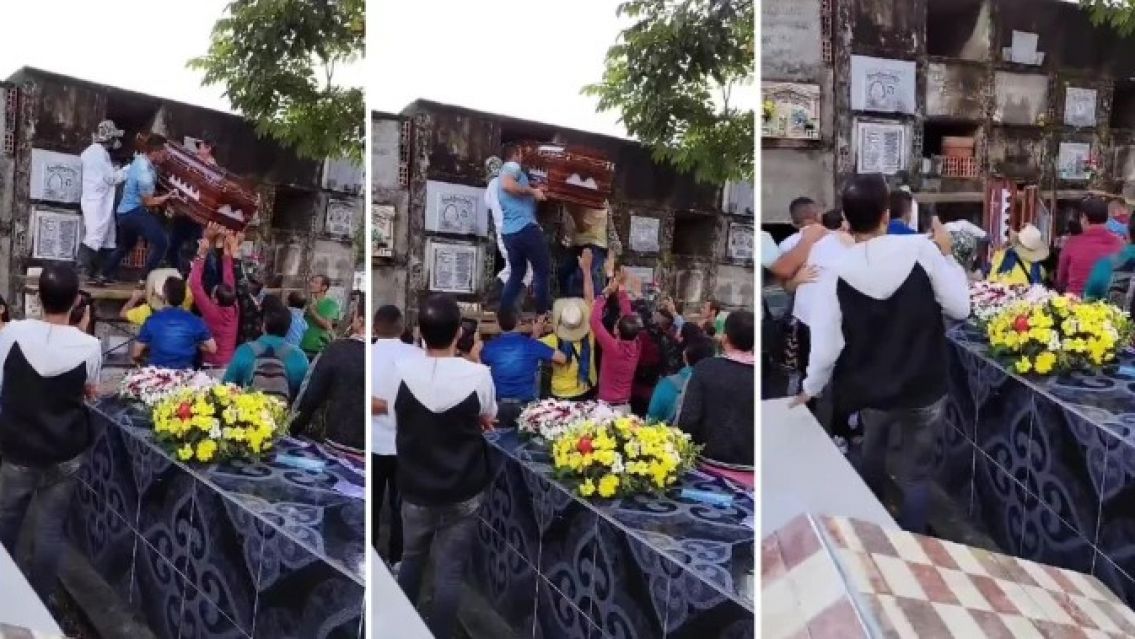 En plena ceremonia fúnebre se les cayó el ataúd ante las miradas de horror de los familiares
