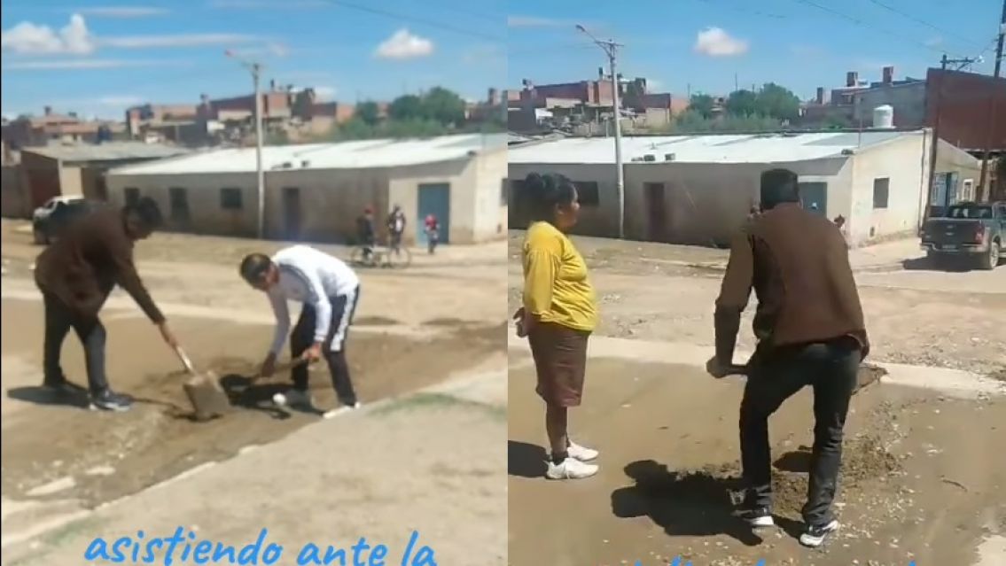 La Quiaca: apareci� Blas Gallardo y agarr� una pala para grabar TikToks