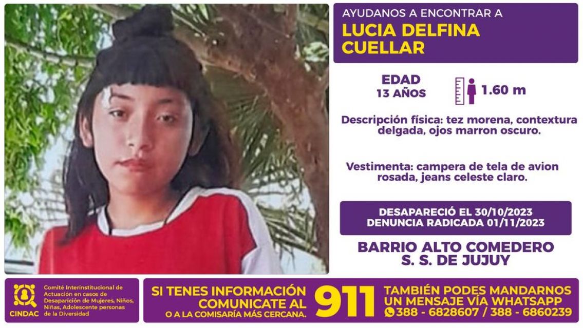 Desapareci� Luc�a en Alto Comedero: su familia est� desesperada