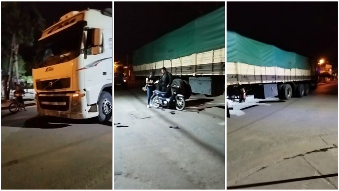Camionero pas� de largo y se trag� una moto: "No me mat� de milagro"