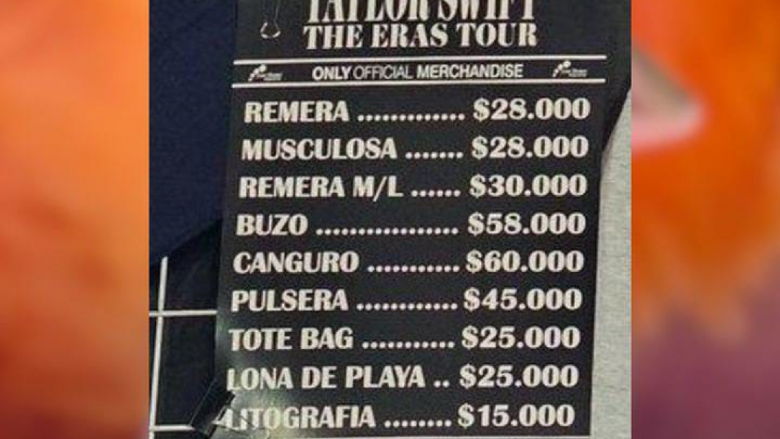 Se le fue la empatía, sorpresa por los precios del "merch" de Taylor Swift que llega al país
