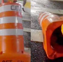 Policías levantaron un cono y se llevaron una sorpresa: no lo podían creer