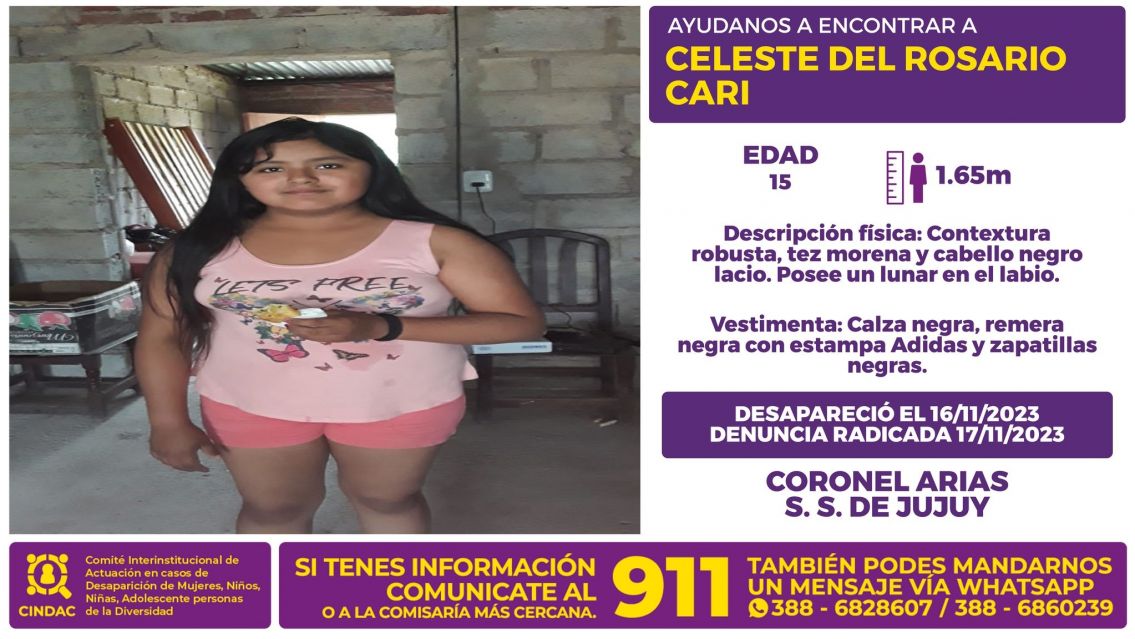 Desapareció una jujeña de 15 años y su familia la busca por todas partes