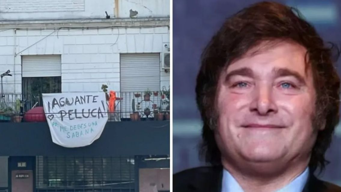 Una familia pint� una s�bana para apoyar a Javier Milei y �l los sorprendi� con un regalo