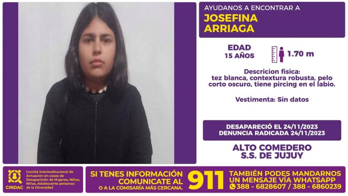 Desapareci� Josefina en Alto Comedero: la buscan por todas partes