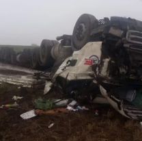 Terrible vuelco de un camión: El chofer se habría dormido