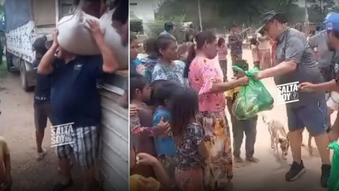 El ángel navideño: el Chaqueño Palavecino salió a repartir donaciones al norte salteño