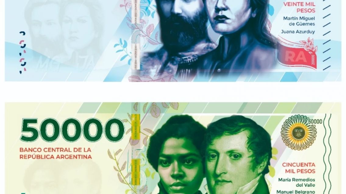 El 2024 arrancaría con nuevos billetes de $20,000 y $50,000