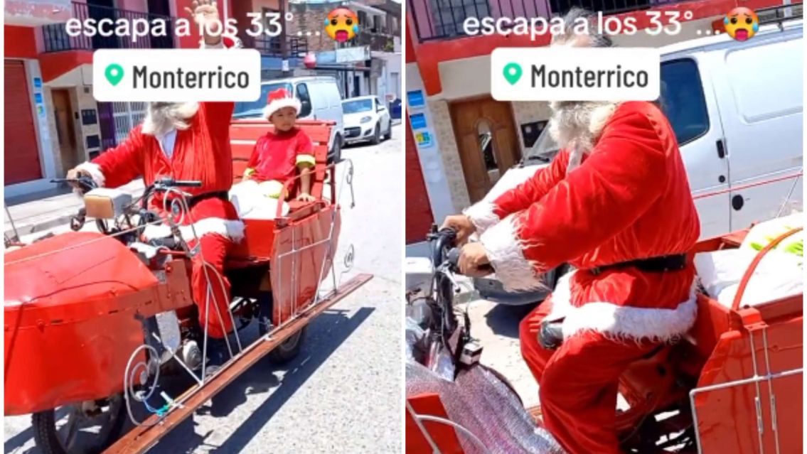 Papá Noel se bancó el calor y sorprendió a todos en Monterrico