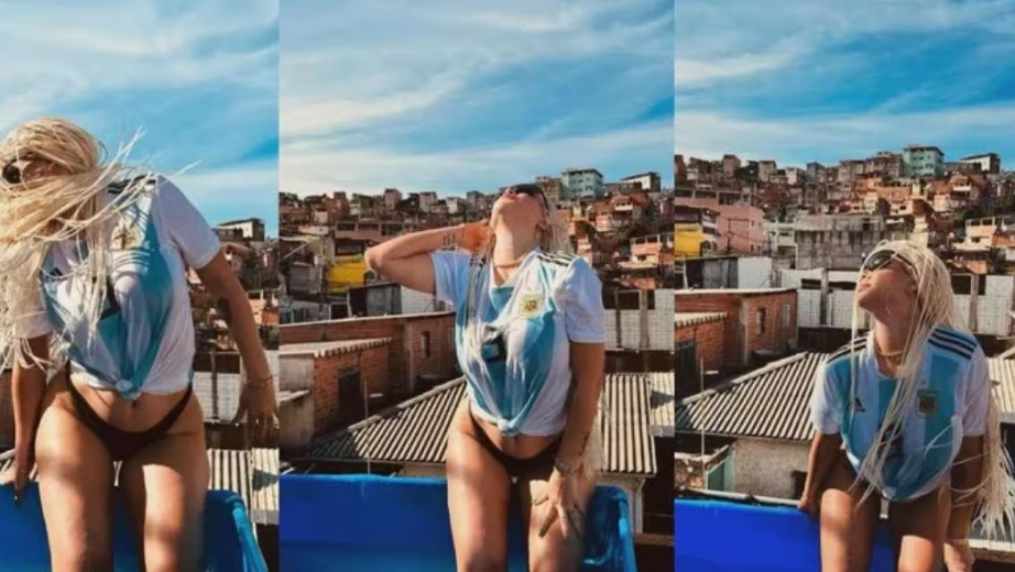 La arriesgada foto de Wanda Nara en una favela de Brasil que causa furor en las redes