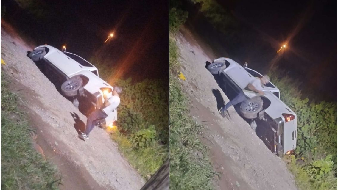 Jujeño quedó atrapado en un gigantezco bache: Impactantes imágenes