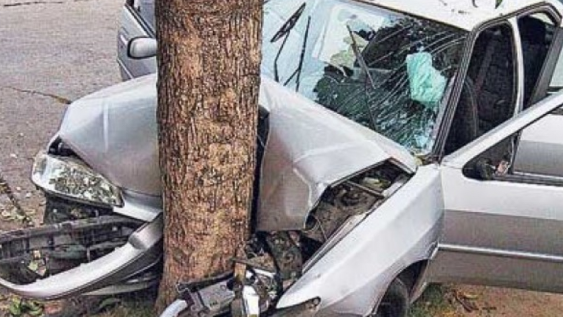 Machado clav� su auto contra un un �rbol en pleno centro de Jujuy
