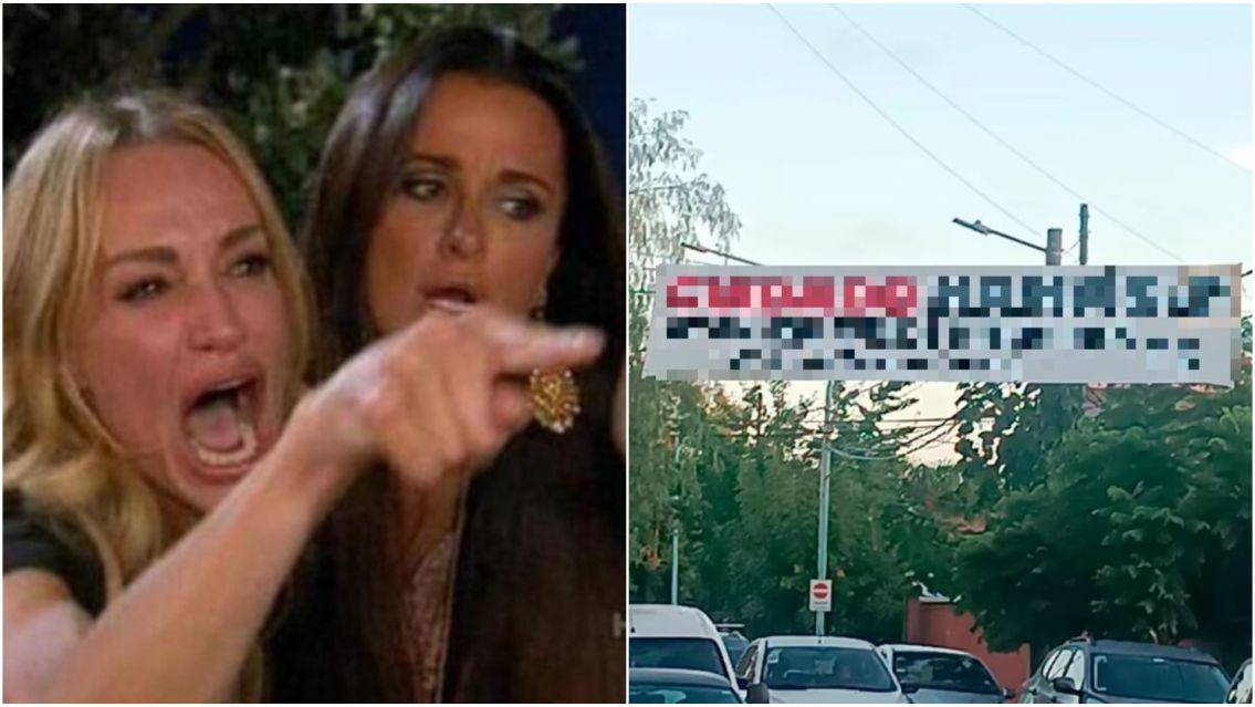 El ins�lito pasacalles que apareci� colgado en un colegio: "Cuidado..."