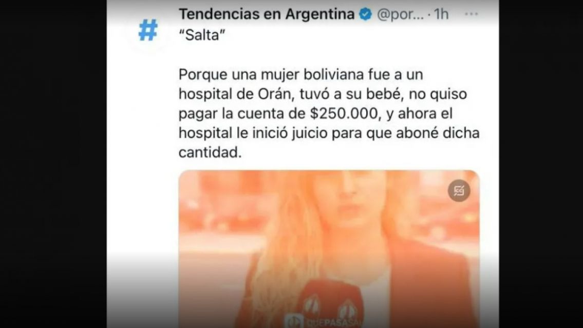 Salta es noticia en todo el país y tendencia en Twitter por una extranjera que no pagó la salud pública