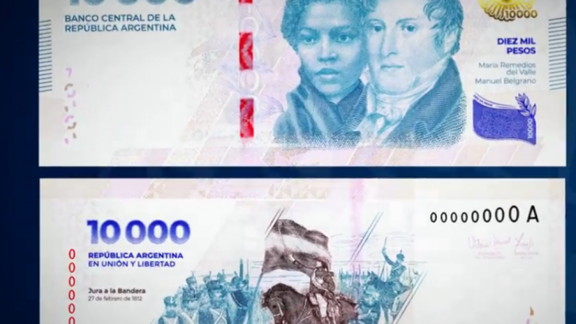 El Banco Central present� el nuevo billete de $10.000: hoy sale a la calle