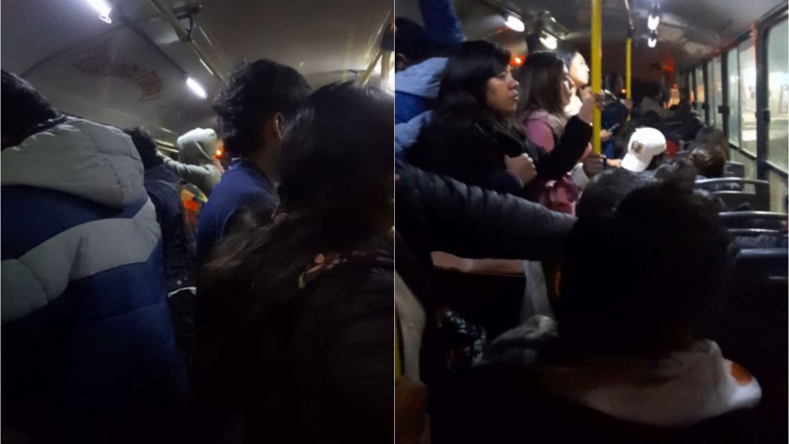 As� viajan los juje�os en los colectivos: "Encerrados por el fr�o"