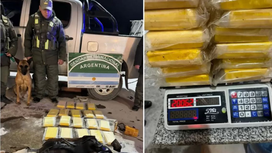 Secuestraron 20 kilos de cocaína en Jujuy: el cargamento está valuado en más de $136 millones