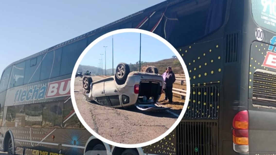 Terrible vuelco en Ruta 9: "Auto mordi� la banquina y choc� con un colectivo"