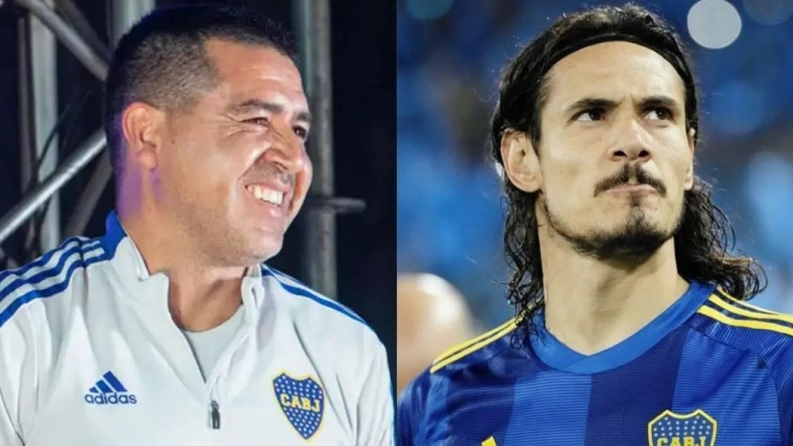 La reacci�n de Juan Rom�n Riquelme al gol de Edinson Cavani 