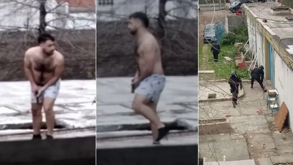 Descubrió a los ladrones y no dudó en hacerles frente, salió en calzoncillos