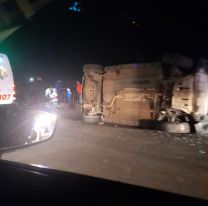 Se les cruzó una bici y volcaron en la ruta con toda la familia adentro
