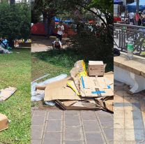 As&iacute; est&aacute; la Plaza Belgrano: "basura y botellas por todos lados"