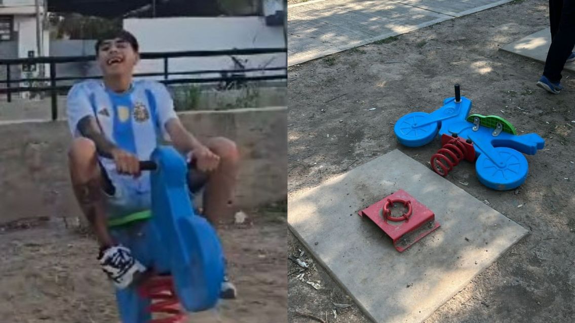 Influencers juje�os se subieron a juegos de ni�os en la plaza