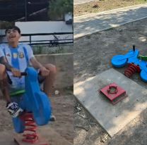 Influencers juje&ntilde;os se subieron a juegos de ni&ntilde;os en la plaza