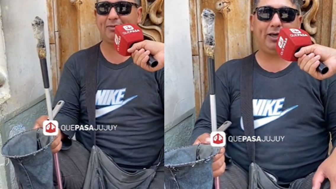 Perdi� la visi�n, se gana la vida cantando en la calle y es el sost�n de su familia