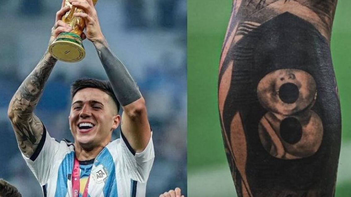 En las redes acusan a Enzo Fern�ndez de taparse el tatuaje del hijo