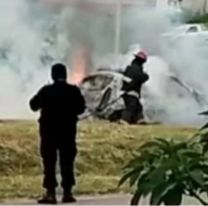 Un auto se incendi&oacute; la ruta 66: Lo usaban como transporte alternativo