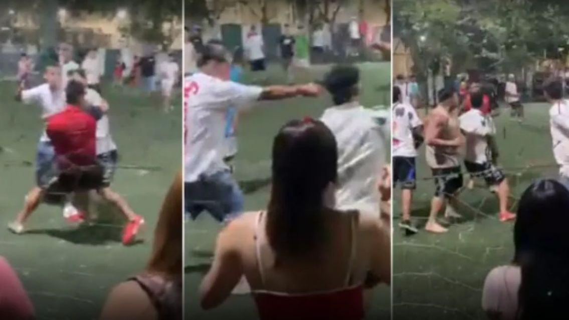 Terrible pelea en partido de f�tbol: hinchas se metieron a la cancha y dispararon