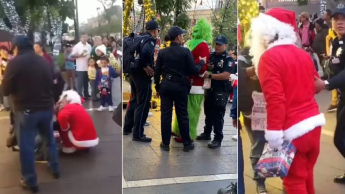 El Grinch versus Pap� Noel: se agarraron a las pi�as delante de los chicos