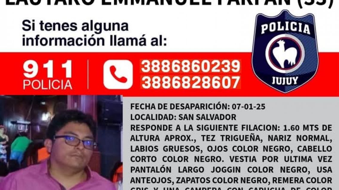 B�SQUEDA URGENTE: "Se perdi� el hombre del charango" Lautaro Emmanuel Farf�n