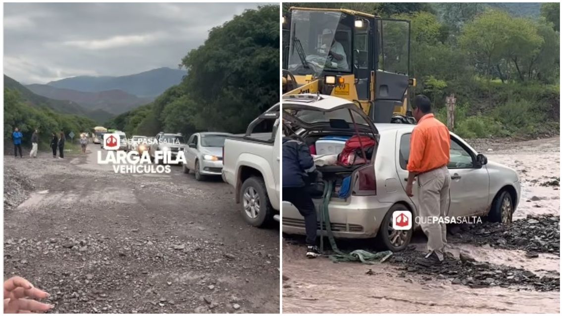 La crecida del río casi arrastra a un auto con toda una familia en la Ruta 33