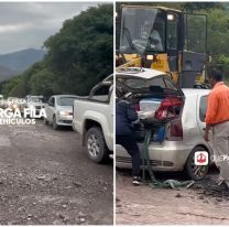 La crecida del r&iacute;o casi arrastra a un auto con toda una familia en la Ruta 33
