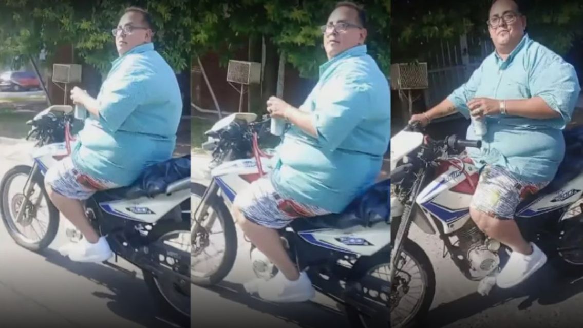 Policía de Tránsito manejaba sin casco y con una birra en la mano: así lo escracharon