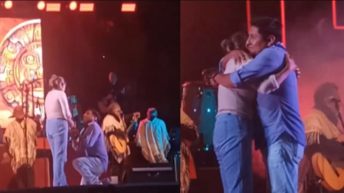 Juje�o le pidi� matrimonio a su amada en un show de Los Kjarkas