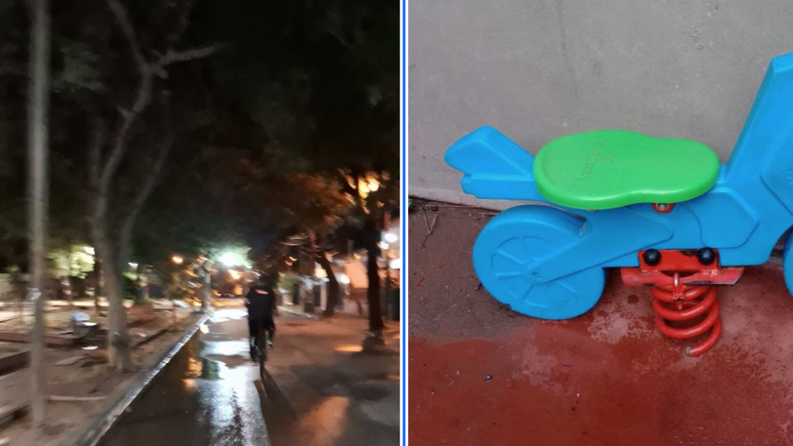 Jujeños se macharon en una plaza, despertaron a todos y se robaron un juego de niños