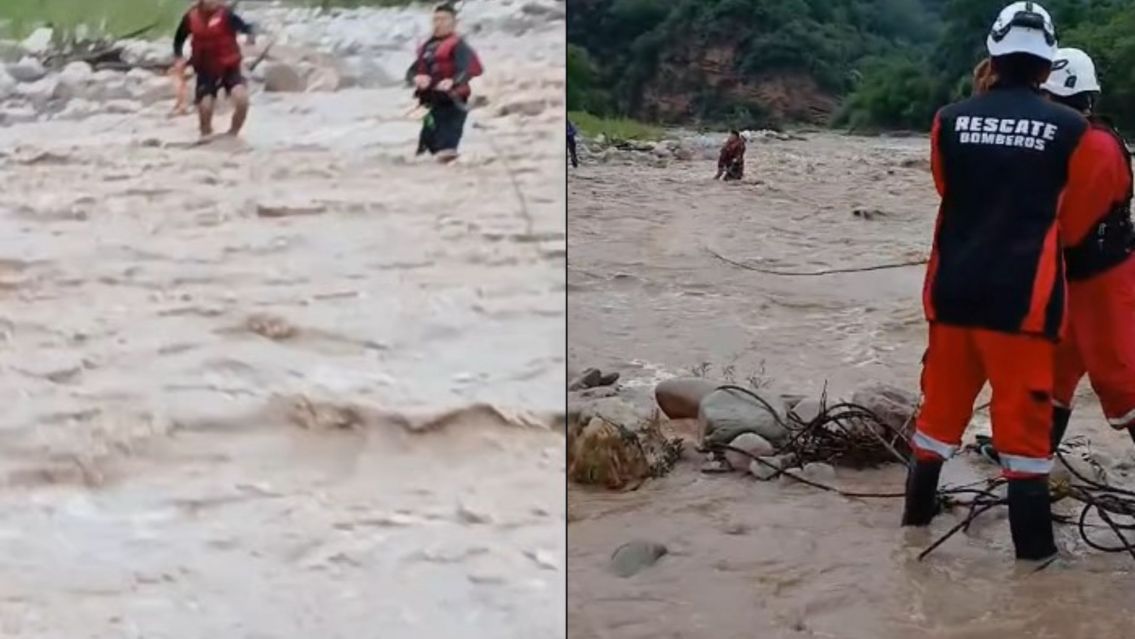 Dram�tico rescate de dos pescadores juje�os que casi se los lleva el R�o Grande