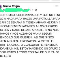Alerta en Chijra: vecinos se arman contra los chorros y forman patrullas para ir a buscarlos