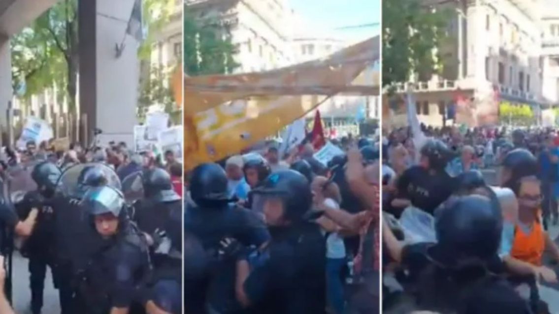 Brutal represi�n a jubilados en el Congreso: Hay varios heridos