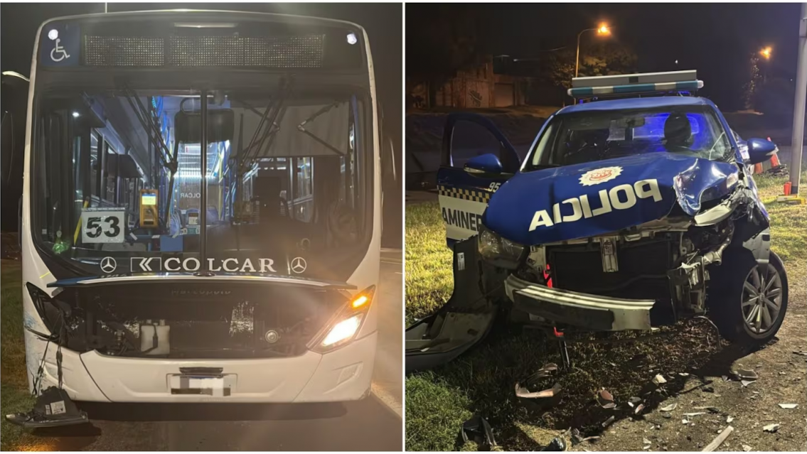 Chofer de colectivo se quedó dormido e impactó contra un patrullero