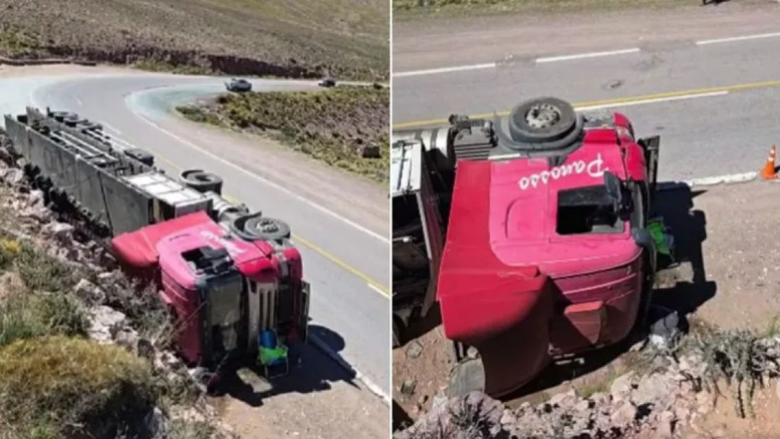 Brutal vuelco de un camión en la cuesta de Lipán: Los detalles