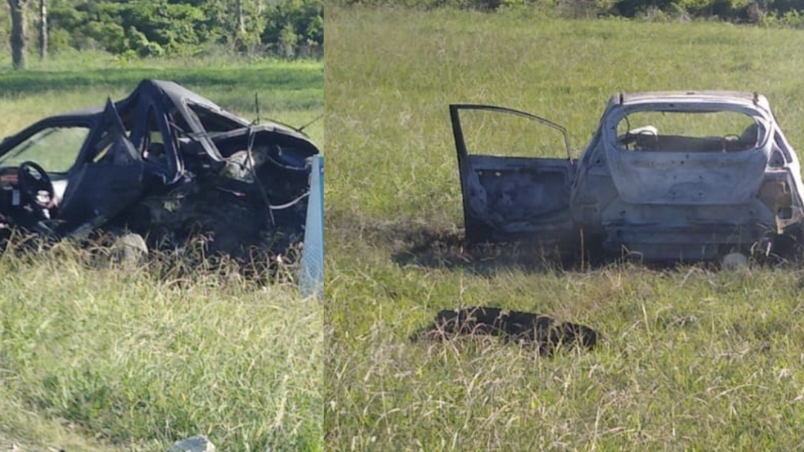 Borracho al volante, choc� de atr�s a un auto, se prendi� fuego y el conductor muri�