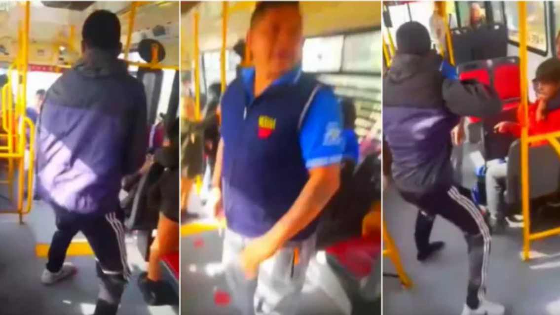Batalla campal en el colectivo: chofer sacó puñal y el pasajero un matafuegos
